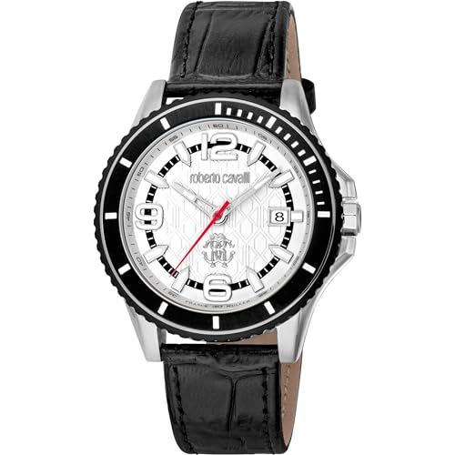 Roberto Cavalli Herren Analog Quarz Uhr mit Leder Armband RV1G217L0011 von Roberto Cavalli