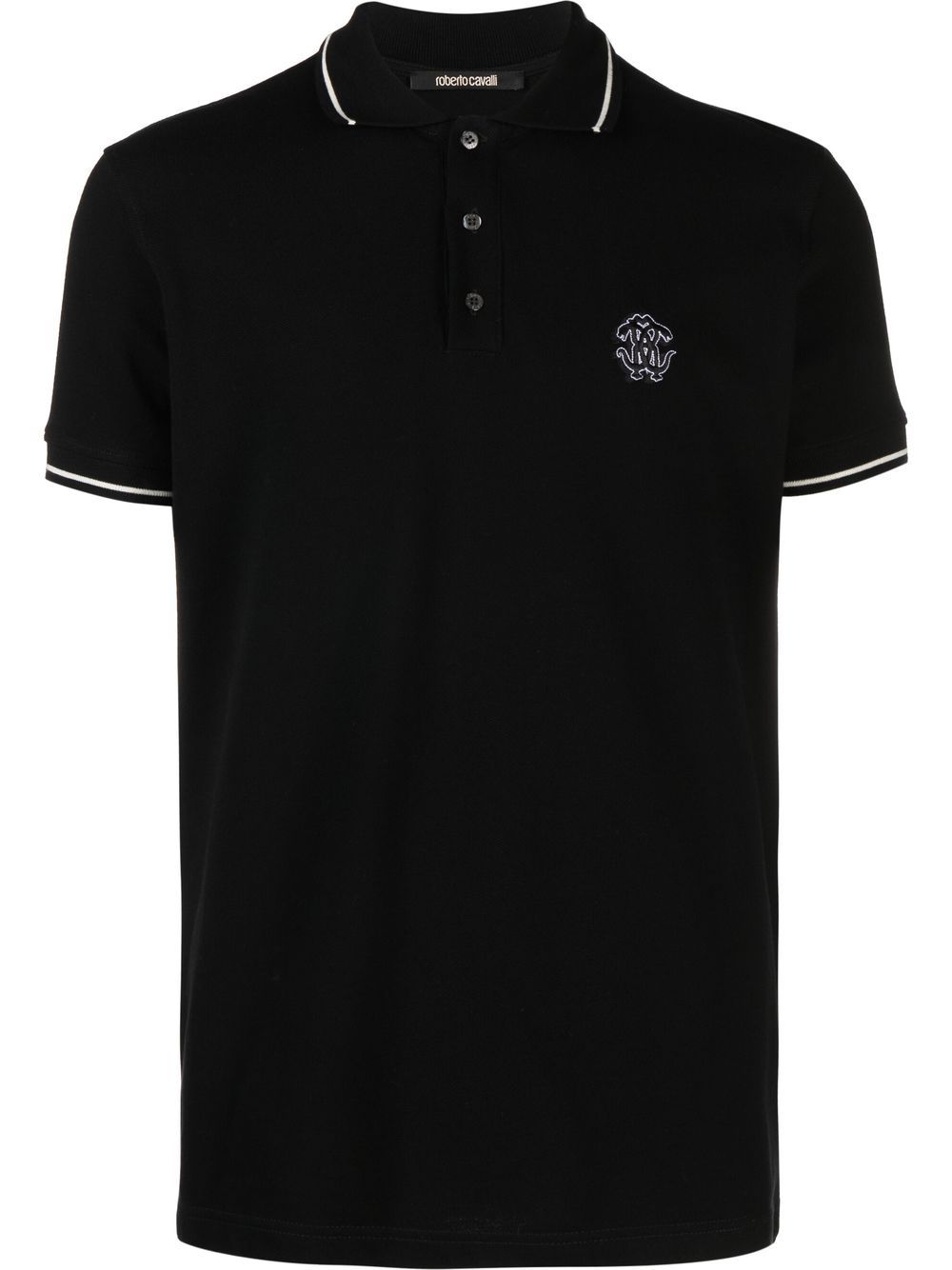 Roberto Cavalli Poloshirt mit Mirror Snake-Stickerei - Schwarz von Roberto Cavalli