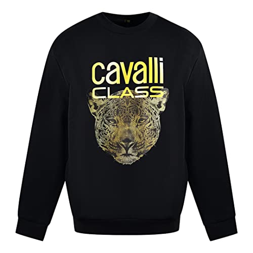 Roberto Cavalli QXT66B CF062 Black Herren Crew Neck Jumper Schwarz von Roberto Cavalli