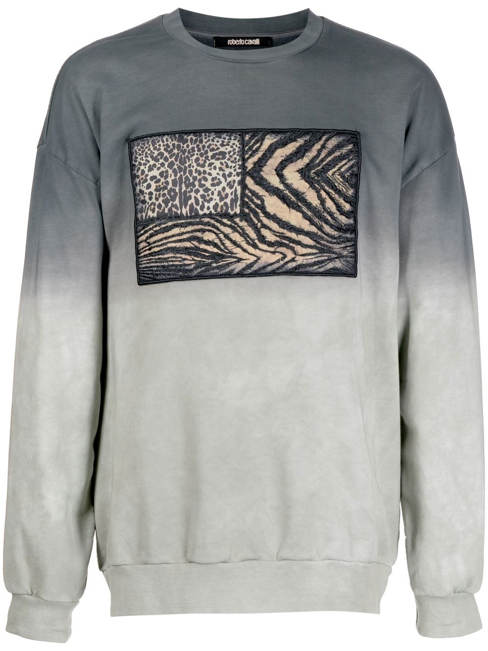 Roberto Cavalli Sweatshirt mit Animalier-Patch - Grau von Roberto Cavalli