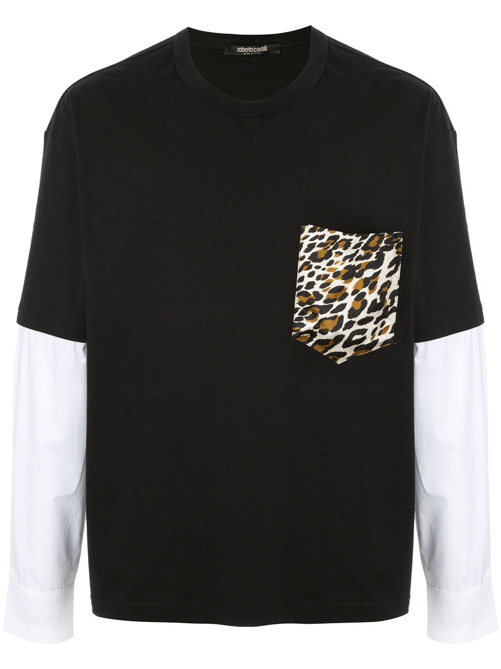 Roberto Cavalli T-Shirt mit Leoparden-Einsatz - Schwarz von Roberto Cavalli