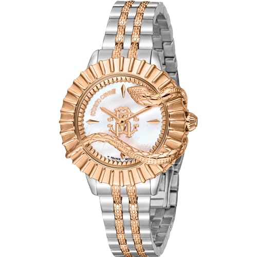 Roberto Cavalli by Franck Muller Damen Analog Quarz Uhr mit Edelstahl Armband RV1L213M0091 von Roberto Cavalli