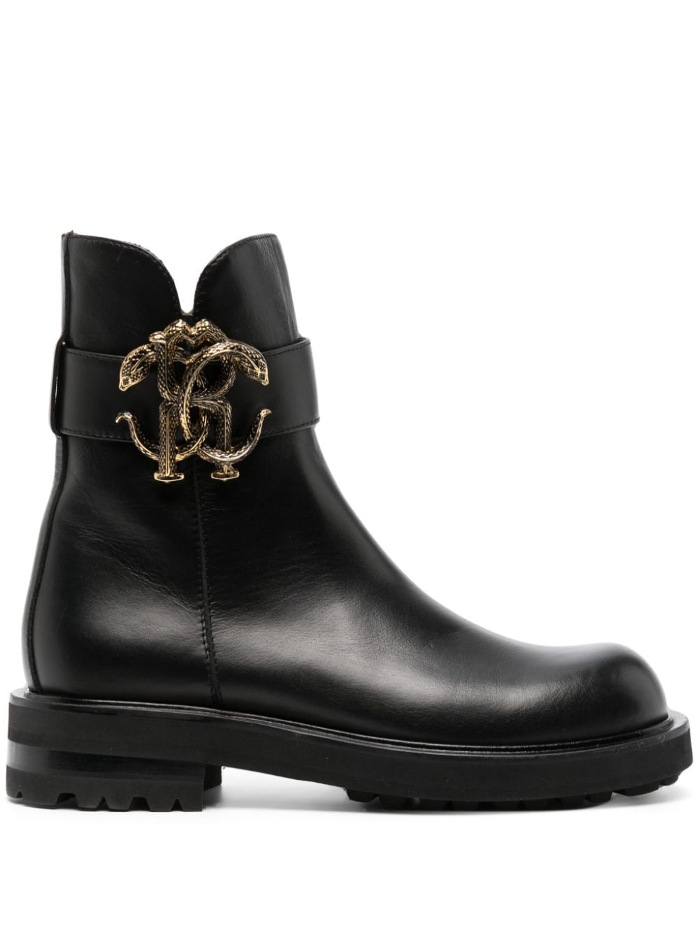 Roberto Cavalli Stiefel mit Logo-Schild - Schwarz von Roberto Cavalli