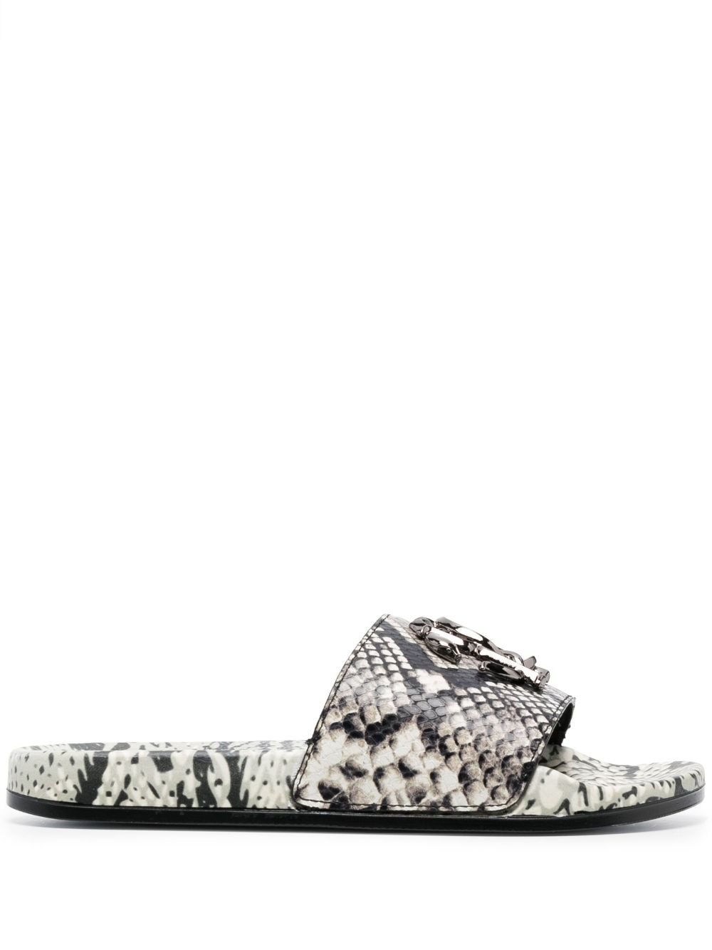 Roberto Cavalli Slipper mit Schlangenmuster - Grau von Roberto Cavalli