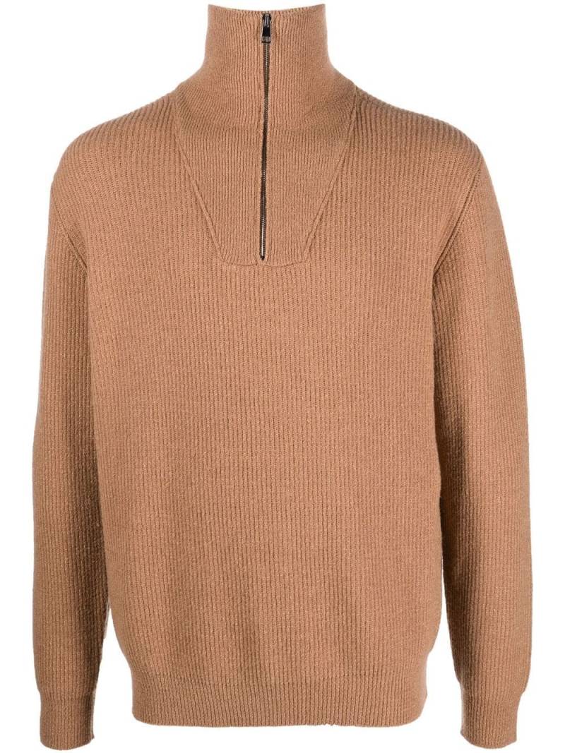 Roberto Collina Gerippter Pullover mit Reißverschluss - Braun von Roberto Collina