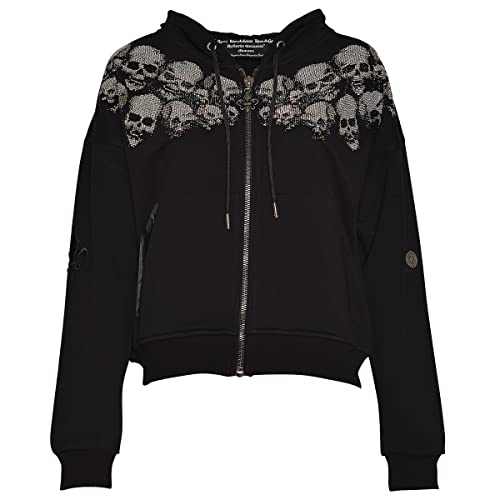Roberto Geissini Damen Sweatjacke - Silver Skull - Black S von Roberto Geissini