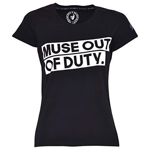 Roberto Geissini Damen T-Shirt Kurzarm Muse Out of Duty Schriftzug Rundhals-Auschnitt schwarz Größe XL von Roberto Geissini