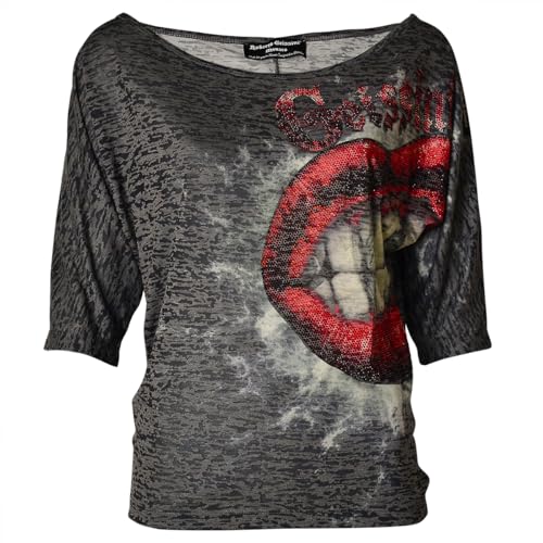 Roberto Geissini Damen T-Shirt RED Lips 2XL von Roberto Geissini