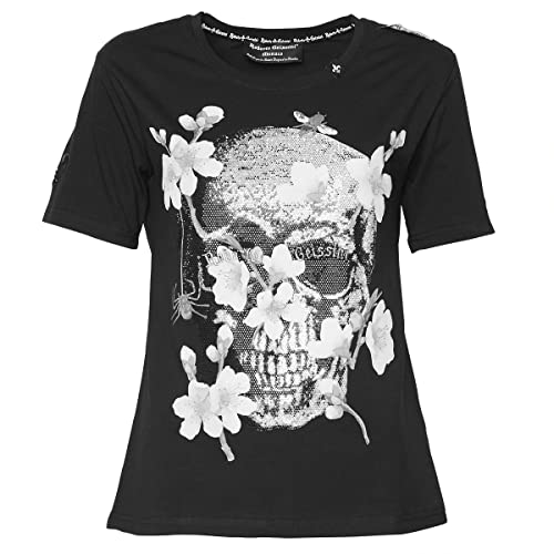 Roberto Geissini Damen T-Shirt Skull Diamond Flower - Black 2XL von Roberto Geissini