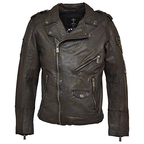 Roberto Geissini Herren Lederjacke Fleming - Black/Grey 56 von Roberto Geissini