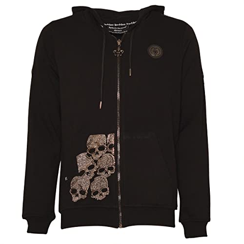 Roberto Geissini Herren Sweatjacke - Little Silver Skull - Black 2XL von Roberto Geissini