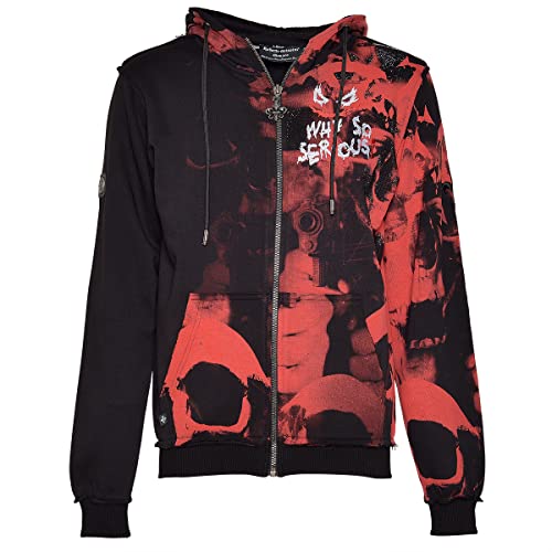 Roberto Geissini Herren Sweatjacke - Red Allover Skull - Black 4XL von Roberto Geissini