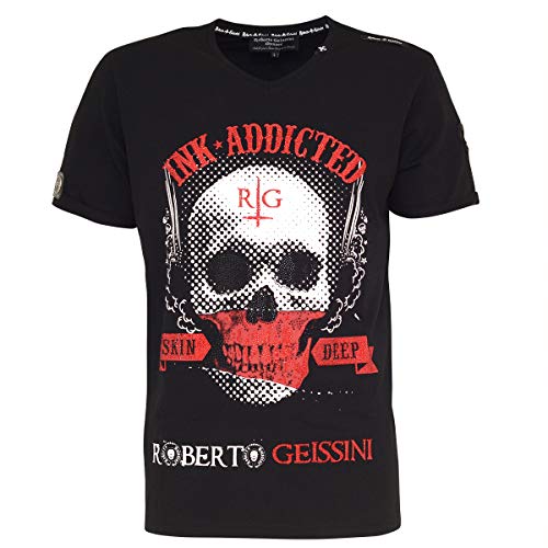 Roberto Geissini Herren T-Shirt - Skull Addicted - Black 2XL von Roberto Geissini