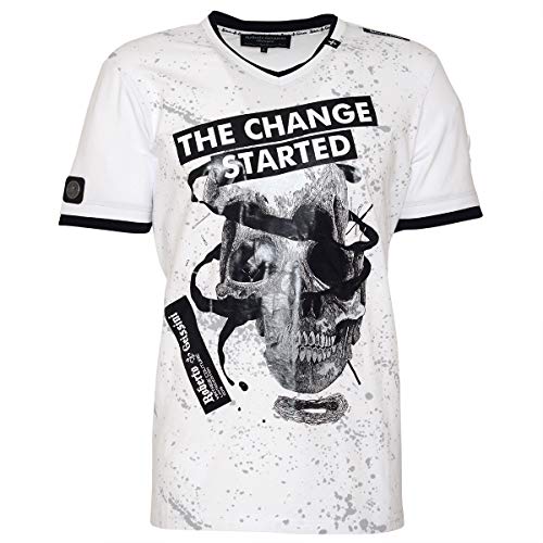 Roberto Geissini Herren T-Shirt - Skull Change - White 2XL von Roberto Geissini