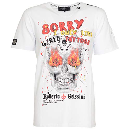Roberto Geissini Herren T-Shirt Skull Sorry Totenkopf White 4XL von Roberto Geissini