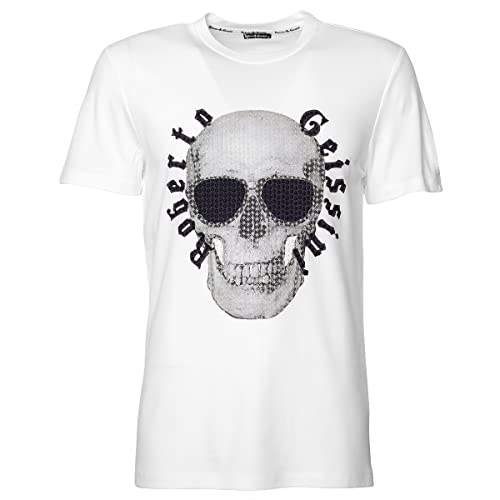 Roberto Geissini Herren T-Shirt Stitched Skull-White-Black L von Roberto Geissini