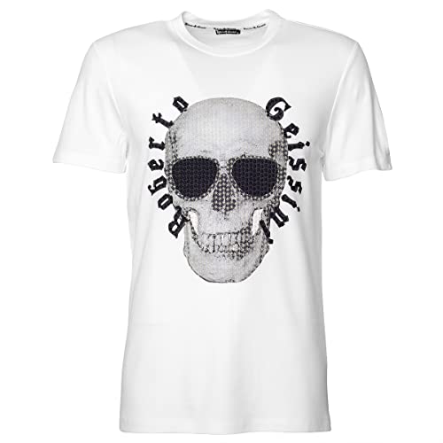 Roberto Geissini Herren T-Shirt Stitched Skull-White-Black XXL von Roberto Geissini