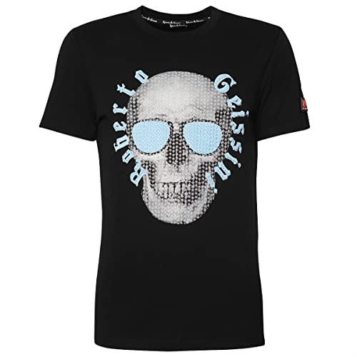 Roberto Geissini Herren T-Shirt Stitched Skull-bl-Blue L von Roberto Geissini