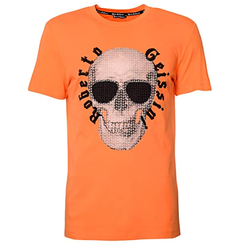 Roberto Geissini Herren T-Shirt Stitched Skulll-orange L von Roberto Geissini