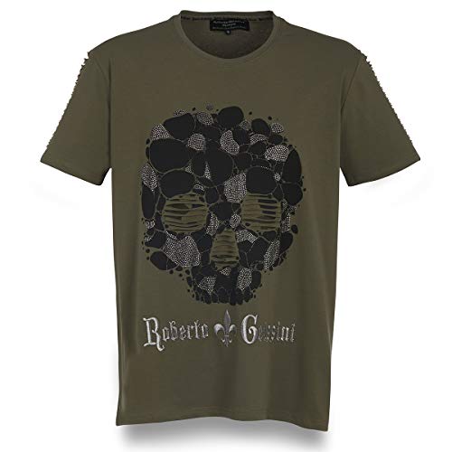 Roberto Geissini T-Shirt Stone Skull Men - Military-Green L von Roberto Geissini