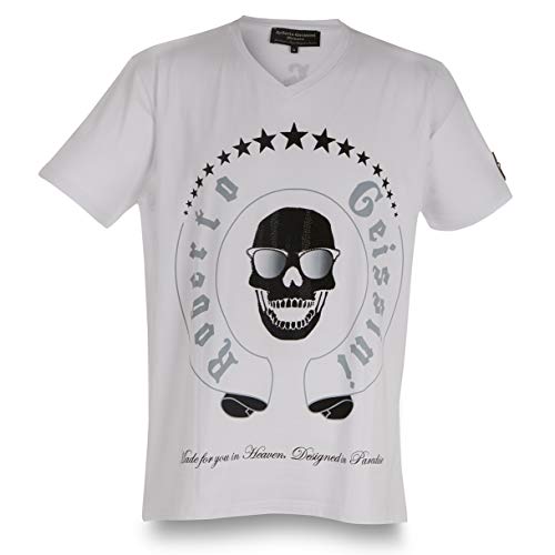 T-Shirt Skull Sunglasses New Men White 3XL von Roberto Geissini