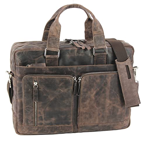 Roberto Romano handgefertigte Aktentasche TORINO aus Echtem Leder in braun 48210 | Businesstasche, Umhängetasche, Laptoptasche | Modernes Design für Business und Freizeit von Roberto Romano