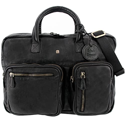 Roberto Romano handgefertigte Laptoptasche ROMA aus Echtem Leder in schwarz 48201 | Aktentasche, Businesstasche, Laptoptasche | Modernes Design für Business und Freizeit von Roberto Romano