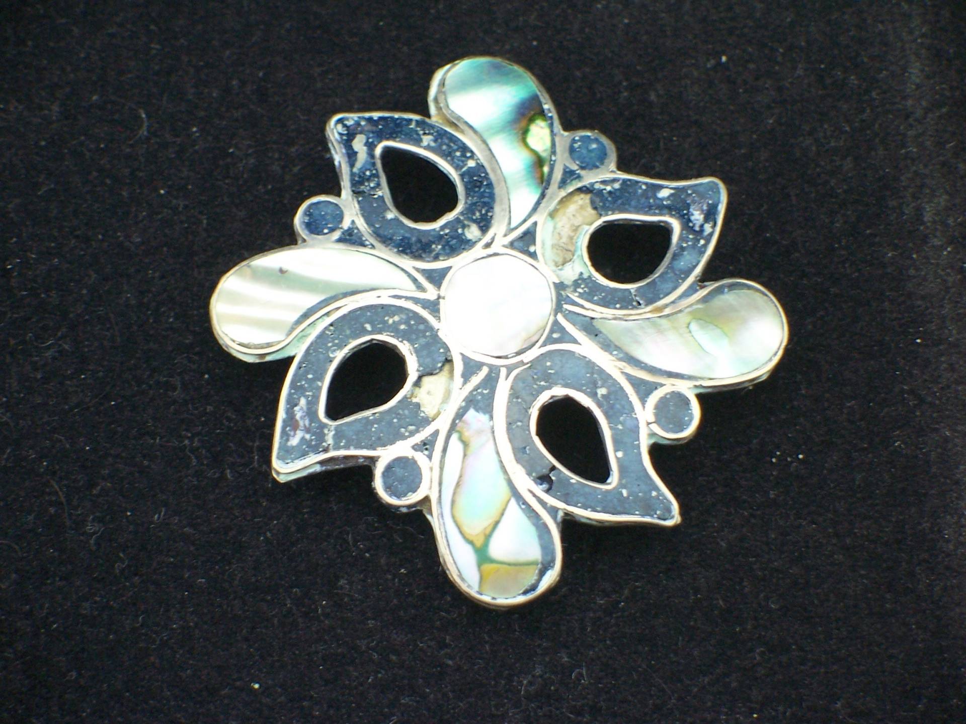 Vintage Taxco Sterling Silber Paisely Muster Abalone Brosche Anstecknadel von RobertsXclusiveGifts