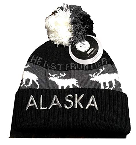 Robin Ruth Alaska Elch Beanie Mütze schwere Qualität schwarz grau weiß Pom Pom von Robin Ruth