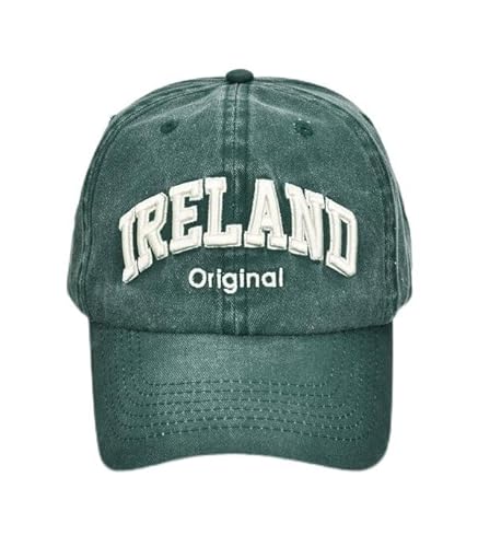 Robin Ruth Grüne verblasste Baseballkappe mit weißem Irland-Text, mit verstellbarem Riemen, Grün verblasst, Einheitsgr��e Robin Ruth Grüne verblasste Baseballkappe mit weißem Irland-Text, mit verstellbarem Riemen, Grün verblasst, Einheitsgr��e von Robin Ruth