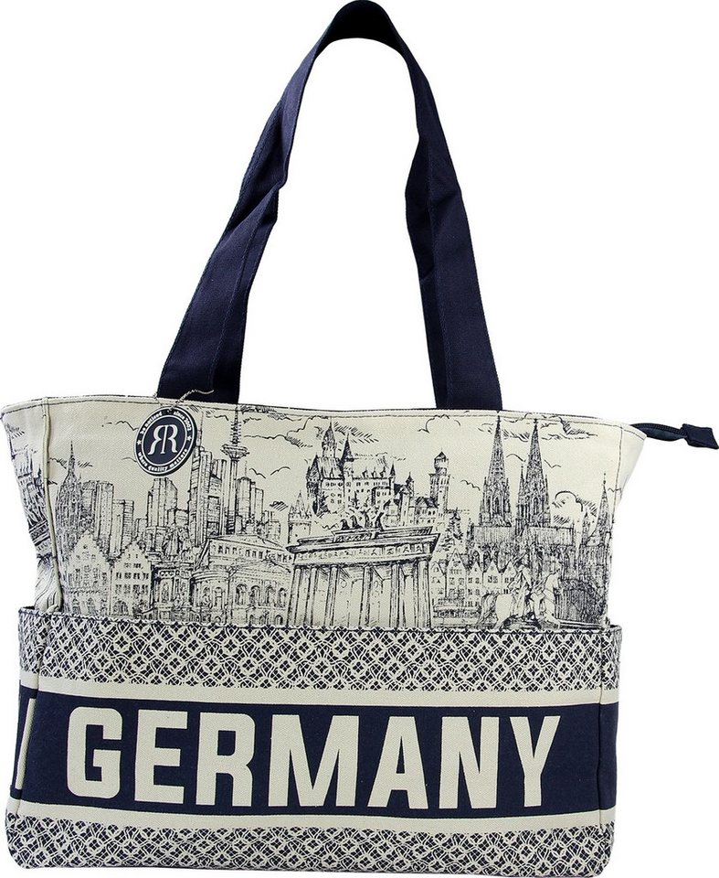 Robin Ruth Schultertasche Robin Ruth Schultertasche Baumwolle (Schultertasche), Damen, Jugend Schultertasche Baumwolle,navy, beige ca. 36cm x ca. 28cm von Robin Ruth