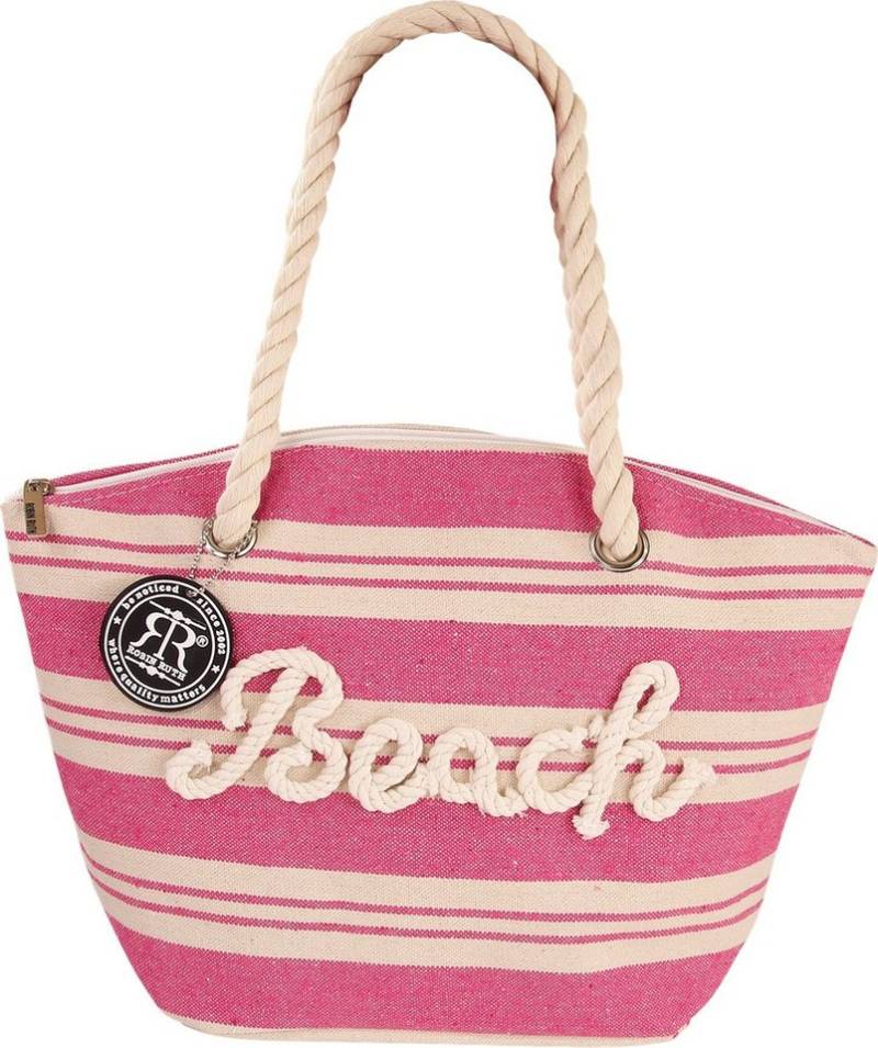 Robin Ruth Strandtasche Robin Ruth Strandtasche Baumwolle (Strandtasche), Strandtasche Baumwolle, Polyester, rosa, beige ca. 20cm hoch von Robin Ruth