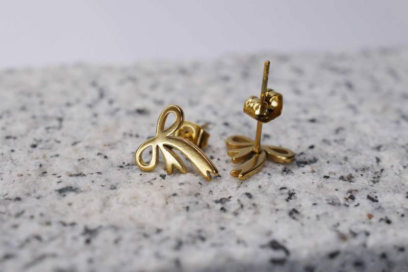Schleife Ohrstecker Edelstahl - Goldfarben Edel, Fein & Zierlich von RobinAndPoppy