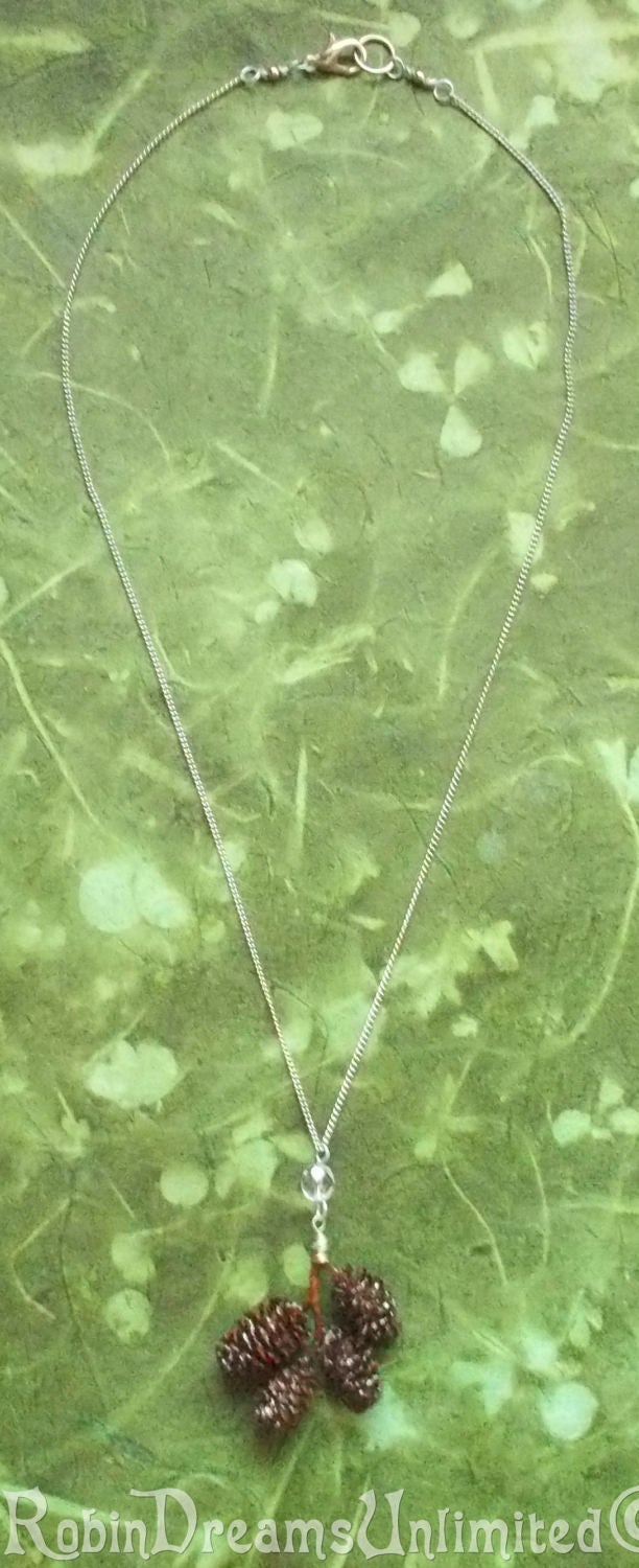 Erle Tannenzapfen Gruppe Mit Kristall Halskette #71-8 von RobinDreamsUnlimited