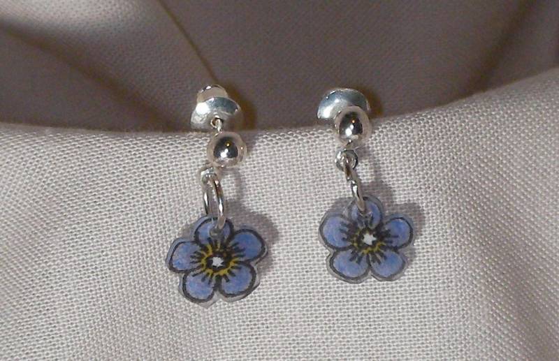 Für Get-Mich-Nicht-Blaue Blume Auf Dink Ohrstecker von RobinDreamsUnlimited