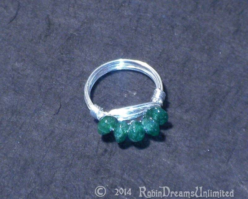 Green Quarzit Wire-Wrap Ring Größe 5, 5 von RobinDreamsUnlimited