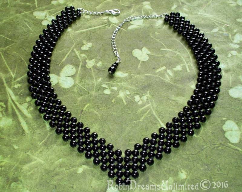 Schwarzen Rechten Winkel Weben Verstellbar Perlenkette von RobinDreamsUnlimited