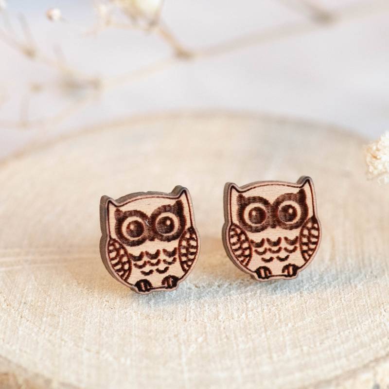 Handgemachte Große Augen Eulen Ohrringe Vogel Holzohrringe Damen Mädchen Ohrstecker Geschenk Von Robinvalley Studio von RobinValleyUK
