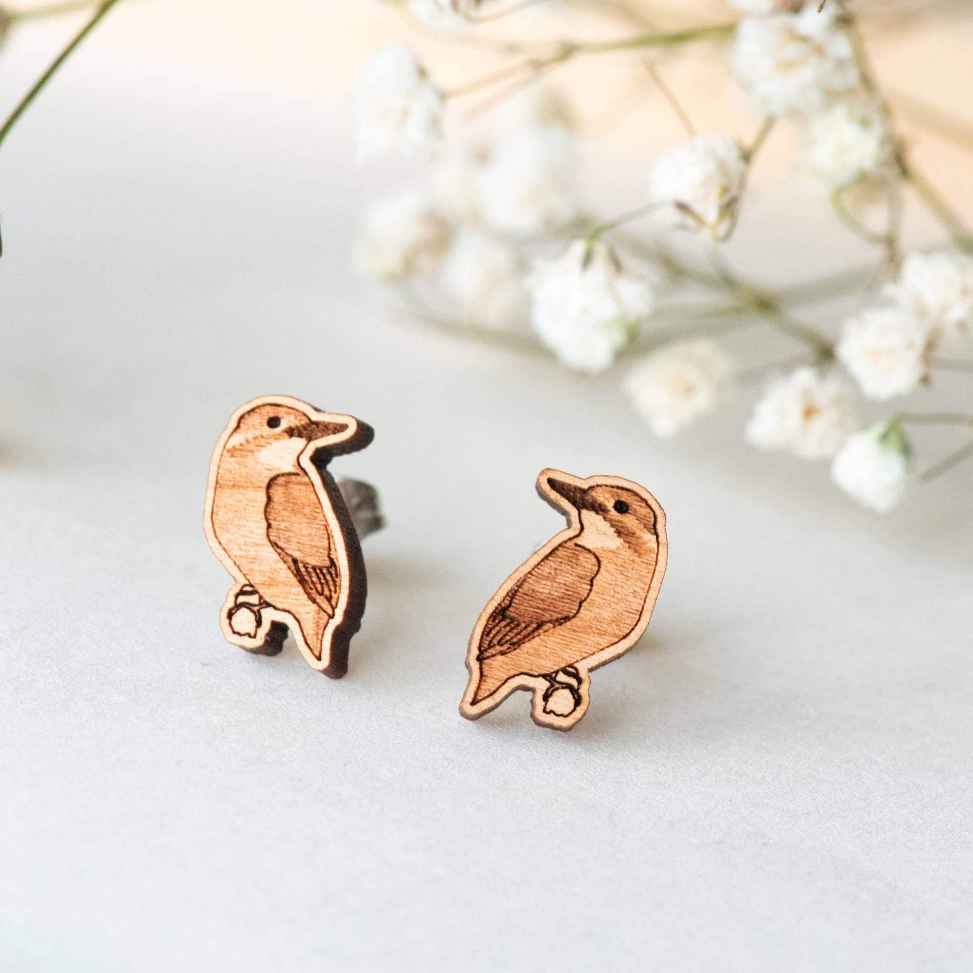 Holz Ohrringe Handgemachte Eisvogel Vogel Damen Mädchen Ohrstecker Geschenk Von Robinvalley Studio von RobinValleyUK