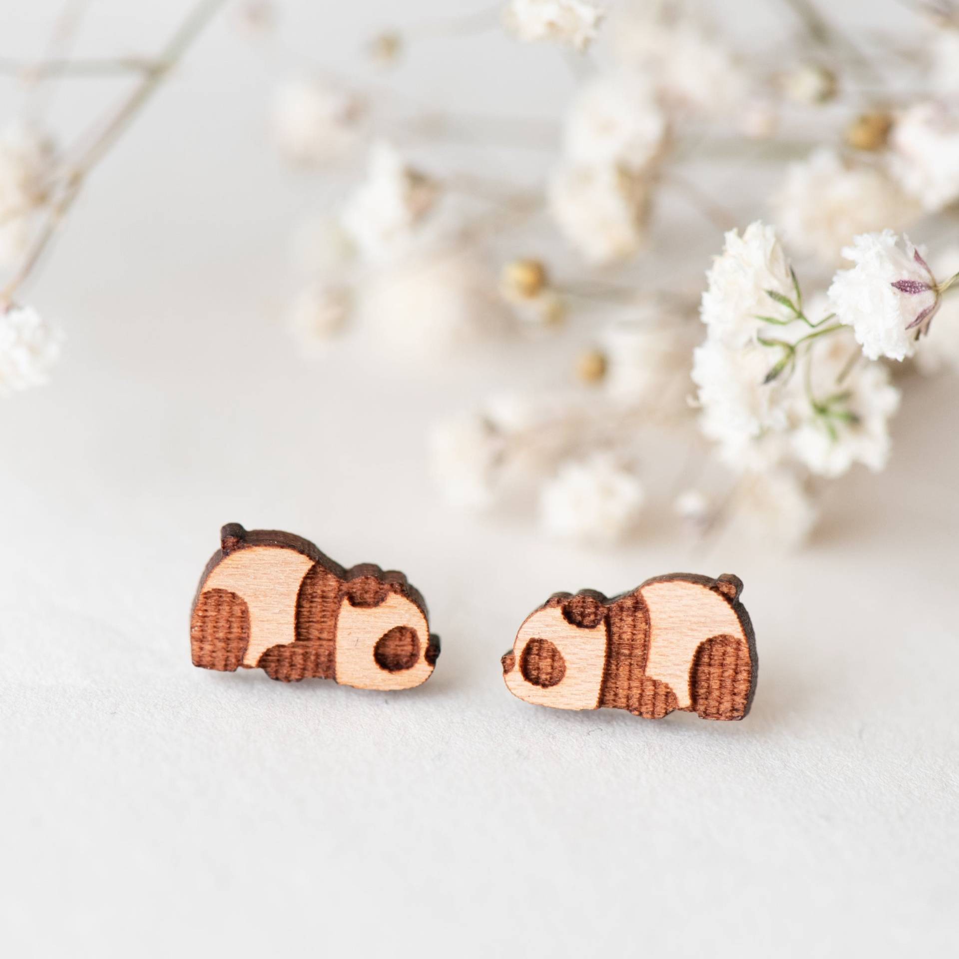 Holz Schlafende Panda Ohrringe Tier Ohrstecker Holzschmuck Schmuck Geschenk Für Frauen Mädchen von RobinValleyUK