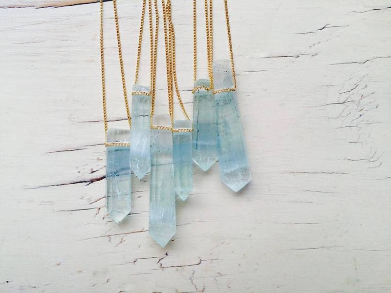 Aquamarin Anhänger 14K Gold Filled Kette, Edelsteinschmuck von RobinWoodard