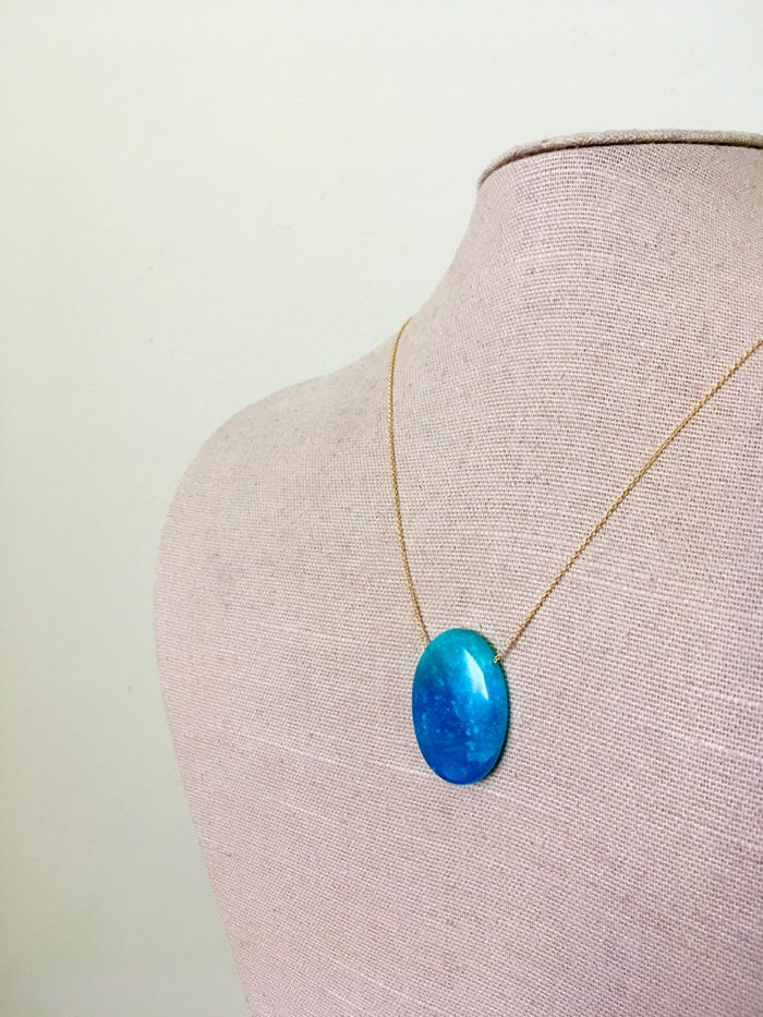 Hemimorphit Halskette Oval Schmuck Edelstein Einzelstück von RobinWoodard