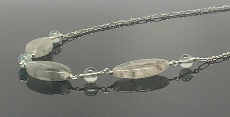 Grüner Quarz & Blautopas, Sterling Silber Halskette, Natürliche Energie, Verbesserung Des Geistes Grüner Quarz & Blautopas, Sterling Silber Halskette, Natürliche Energie, Verbesserung Des Geistes von RobinsNestJewelryUS