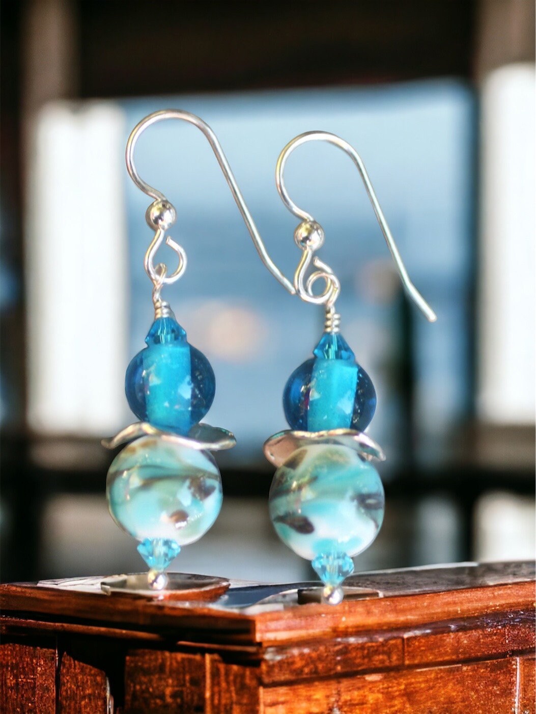 Lampwork Ohrringe, Schmuck, Perlen Türkis Perlen, Sterling Silber Ohrdrähte, Handgemachte Perle Lampwork Ohrringe, Schmuck, Perlen Türkis Perlen, Sterling Silber Ohrdrähte, Handgemachte Perle von Robinsnestcreation1