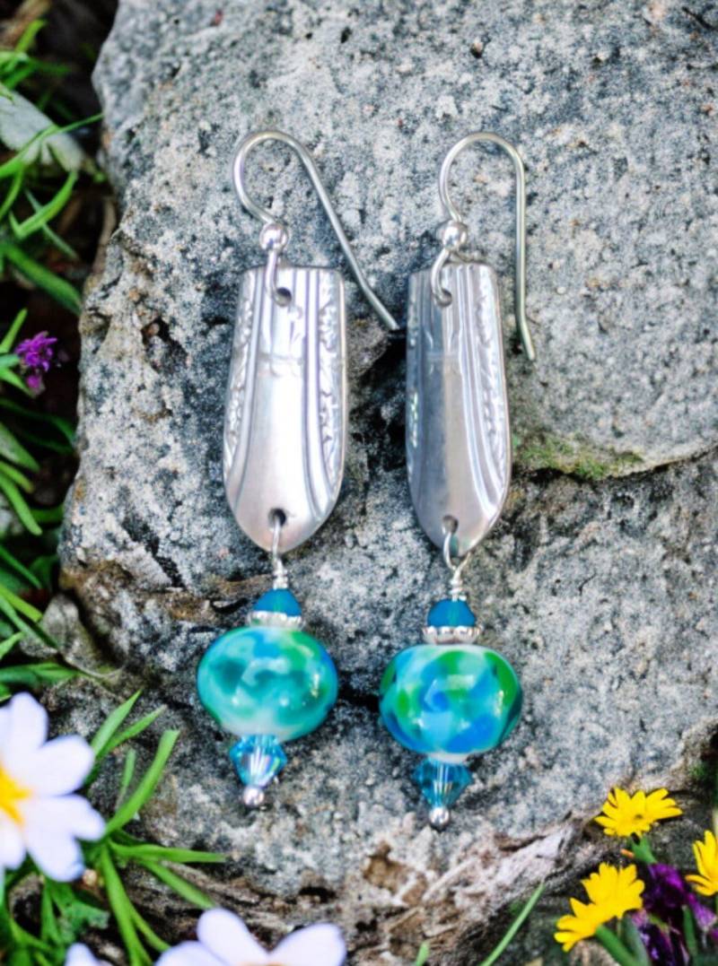 Ohrringe, Silber Schmuck, Handgemachte Lampwork Perlen, Sterling Ohrringe von Robinsnestcreation1