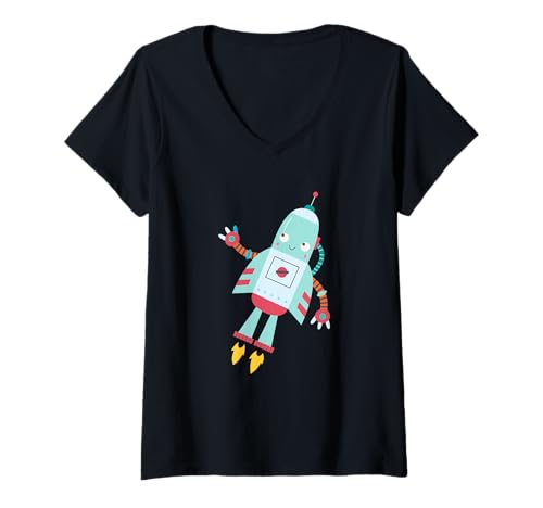 Damen Roboter Kinder Jungen Mädchen Kleinkind Niedlicher Roboter Zukunft Ingenieur T-Shirt mit V-Ausschnitt Damen Roboter Kinder Jungen Mädchen Kleinkind Niedlicher Roboter Zukunft Ingenieur T-Shirt mit V-Ausschnitt von Robot Designs for Kids Boys Girls