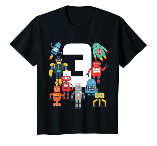 Kinder 3 Jahre alter Roboter Geburtstag Roboter Science Robotics 3. Geschenk T-Shirt von Robot Robotics Birthday Shirt Gifts