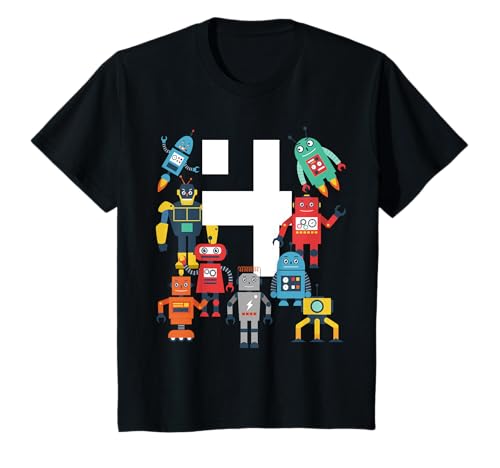 Kinder 4 Jahre alter Roboter Geburtstag Roboter Wissenschaft Robotik 4. Geschenk T-Shirt von Robot Robotics Birthday Shirt Gifts