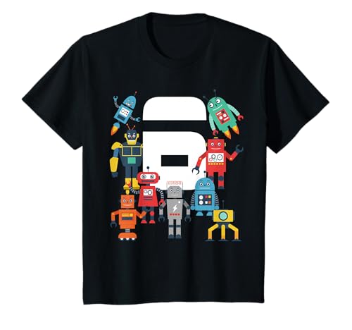 Kinder 6 Jahre alter Roboter Geburtstag Roboter Wissenschaft Robotik 6. Geschenk T-Shirt von Robot Robotics Birthday Shirt Gifts