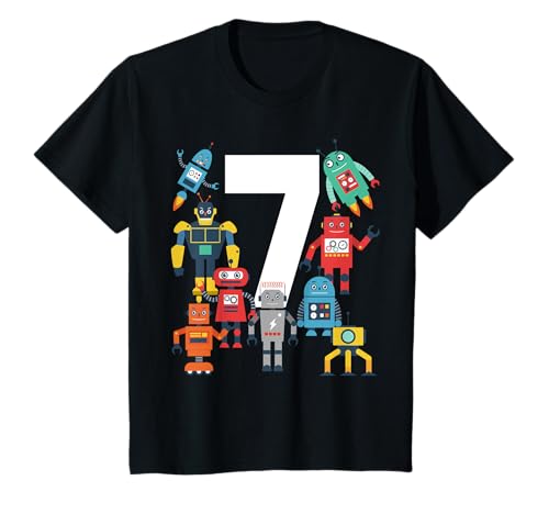 Kinder 7 Jahre alter Roboter Geburtstag Roboter Science Robotics 7. Geschenk T-Shirt von Robot Robotics Birthday Shirt Gifts